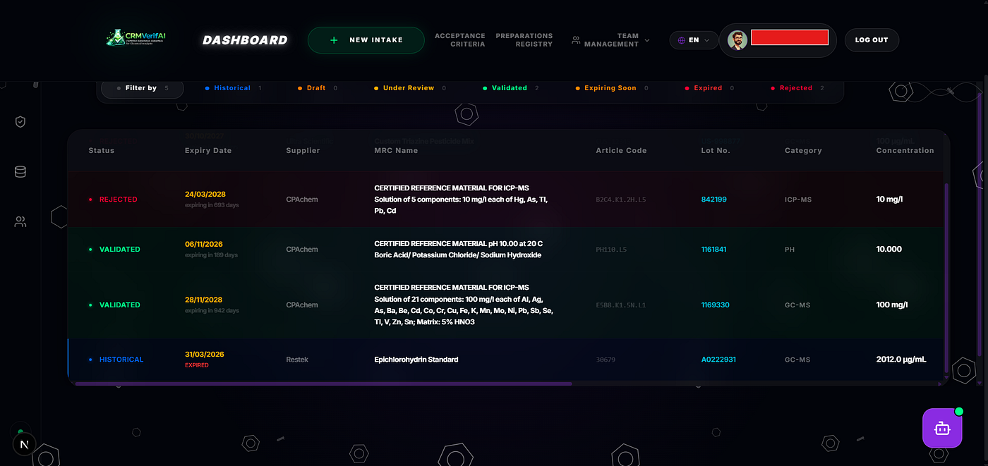 Material list/inventory screenshot 1