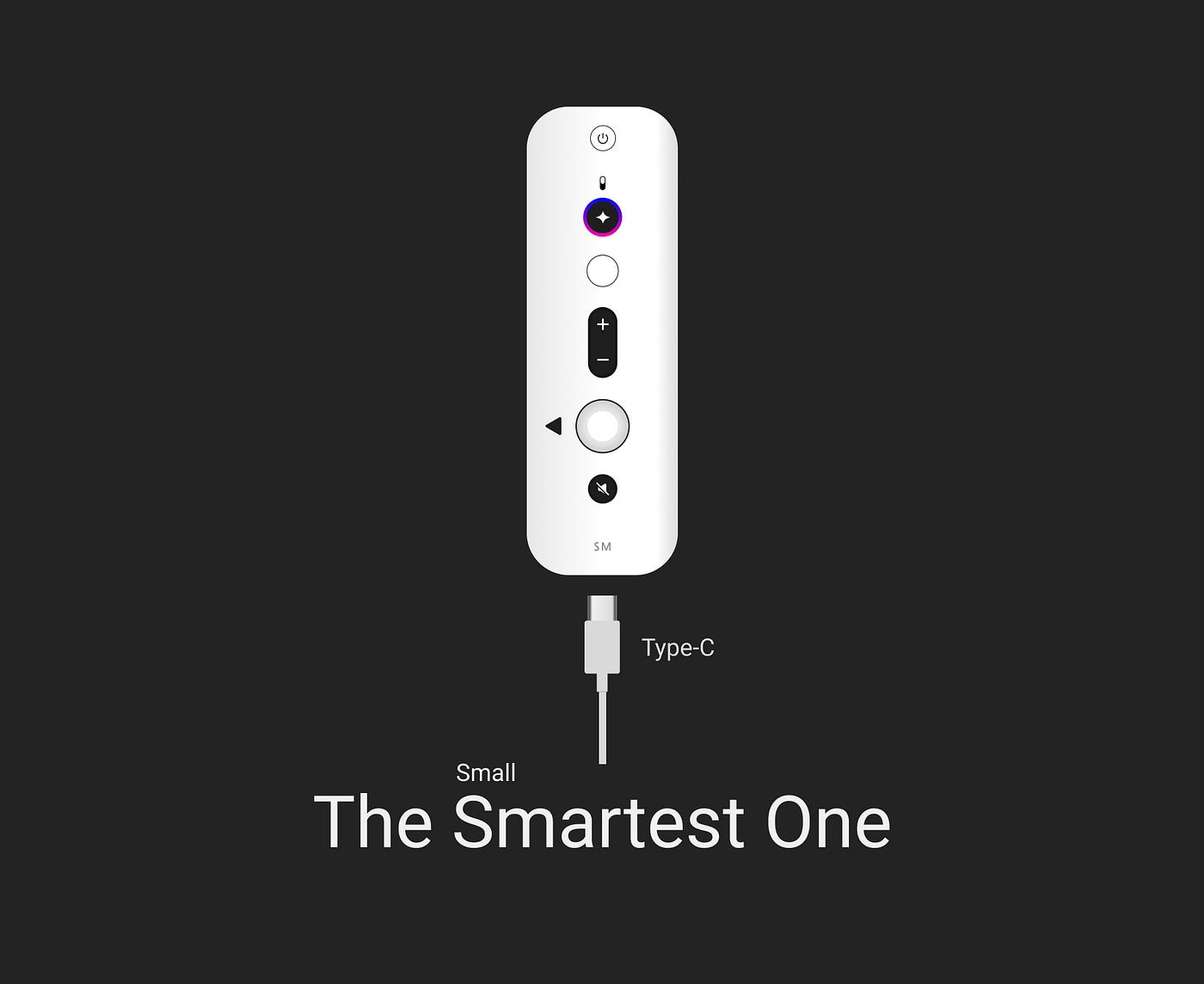A modern remote with type-c charging port