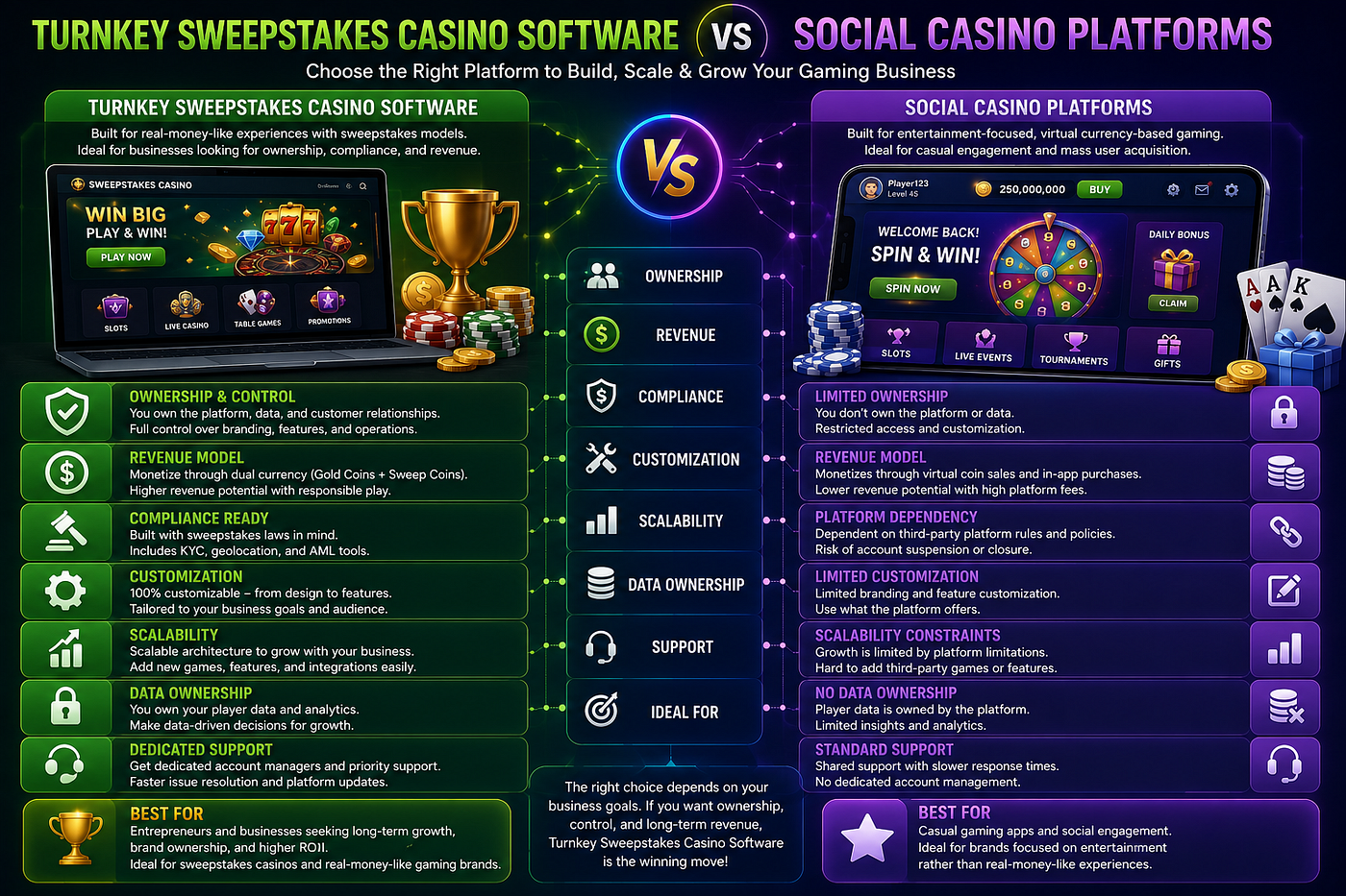 Turnkey Sweepstakes Casino Software vs Social Casino Platforms