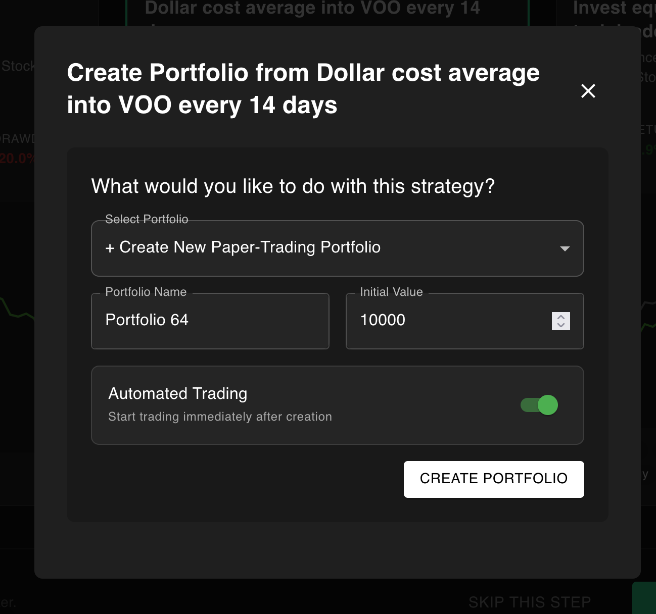 How to launch an algorithmic trading strategy with a single button?
