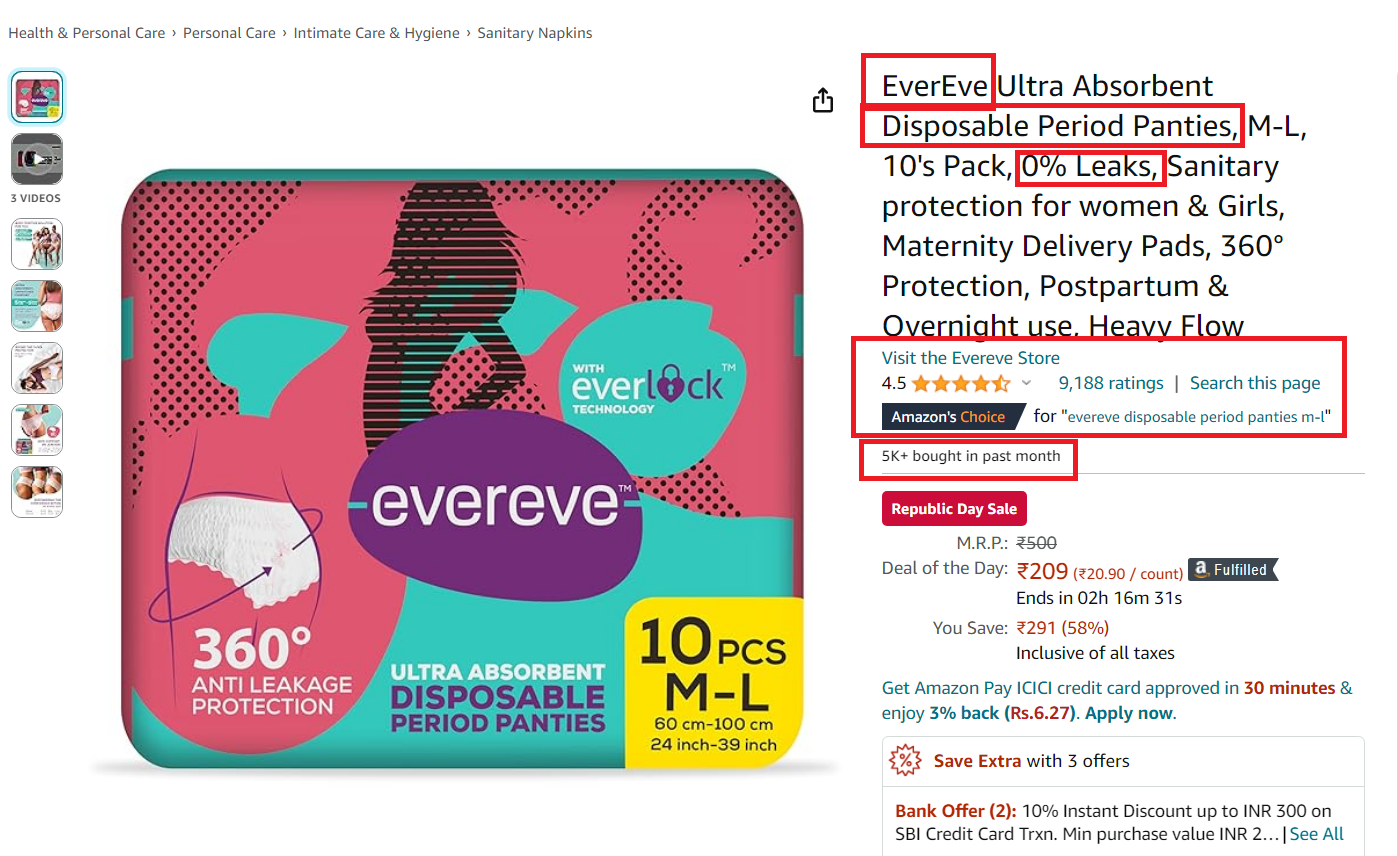 Buy EverEve Ultra Absorbent Disposable Period Panties for Sanitary  Protection, S-M (Pack of 2) (4 Pcs) & S-M (Pack of 5) (10 Pcs) Online at  Low Prices in India 