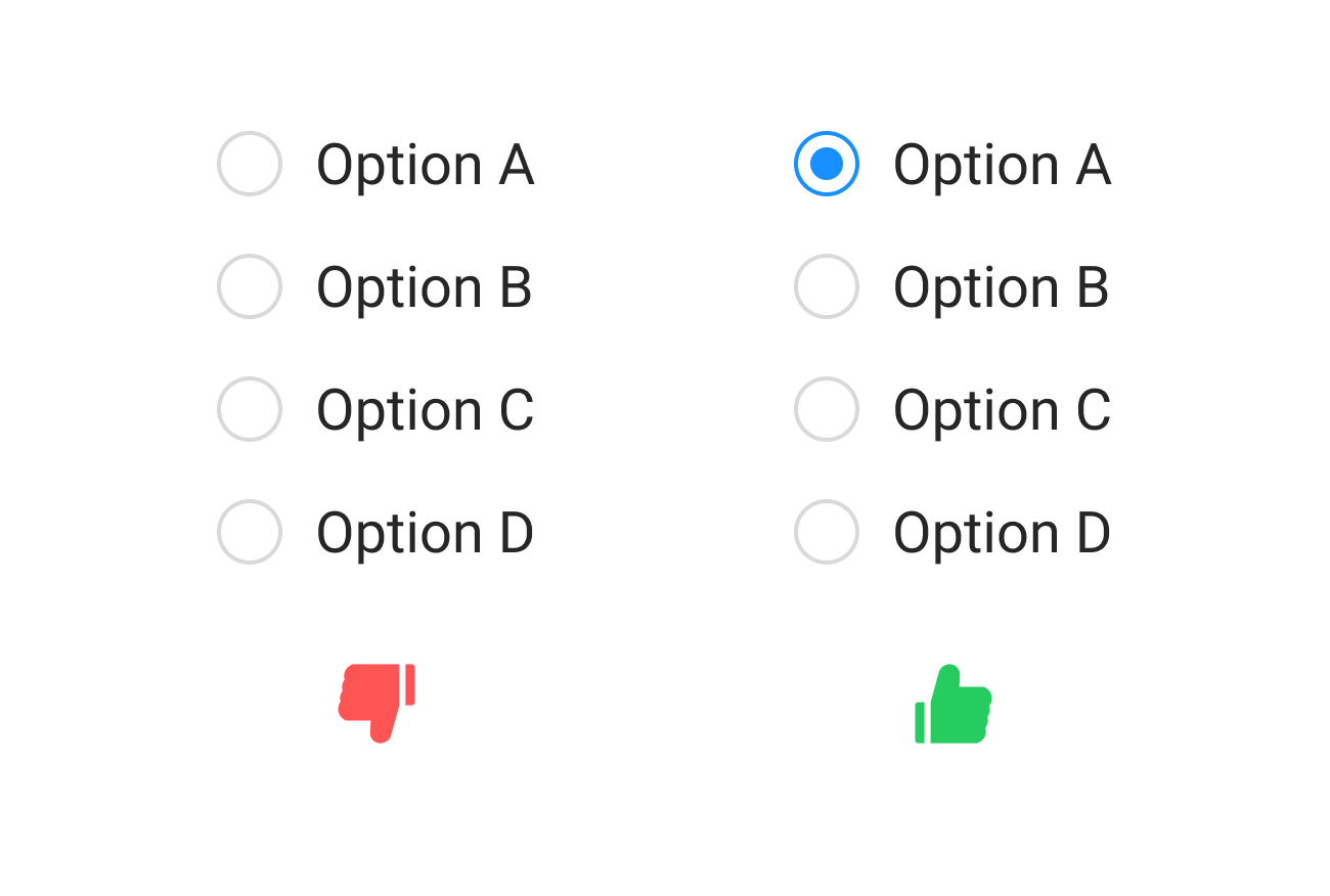 Radio buttons, checkboxes, toggle switches, and dropdown lists: design tips  for using selection controls | by Nick Babich | UX Planet