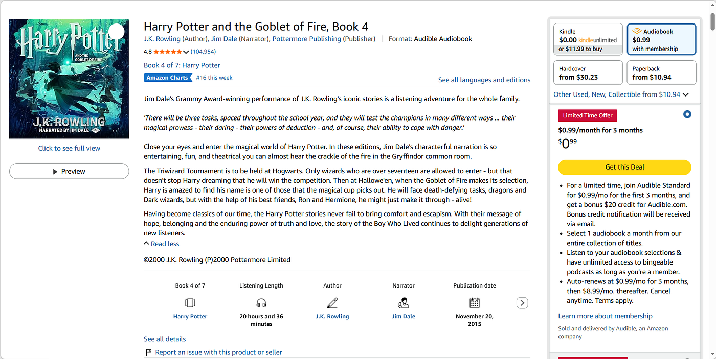 Harry Potter and the Goblet of Fire, Book 4