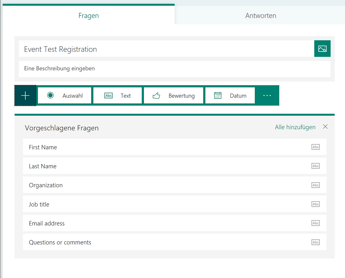Microsoft Forms Screenshot