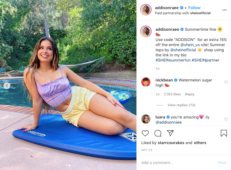 Addison Rae and Shein Team Up on Instagram | by Demee Boccarossa | Medium