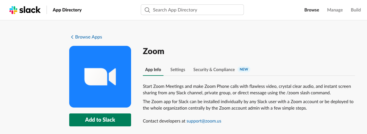Zoom  Slack App Directory