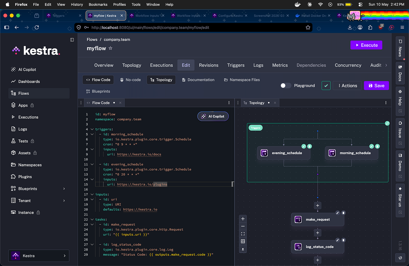 Topology with morning_schedule and evening_schedule