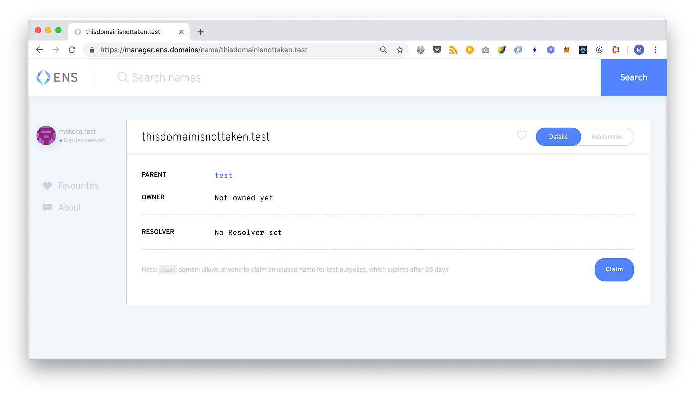 New Way to Claim `.test` ENS Domains for Easy Testing | by makoto_inoue |  Medium