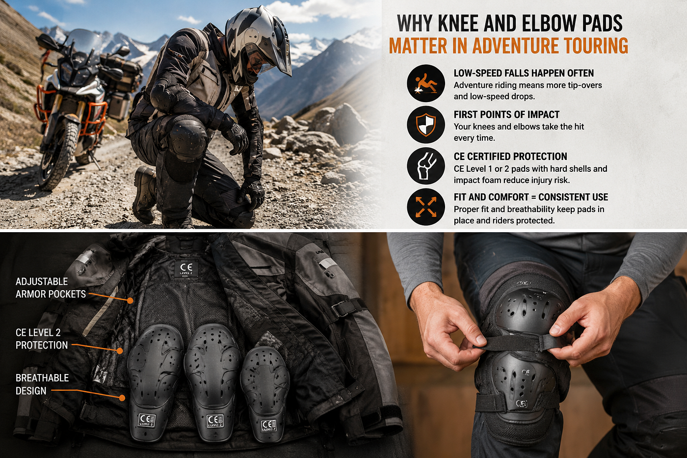 How Motorcycle Knee and Elbow Pads Support Adventure Touring