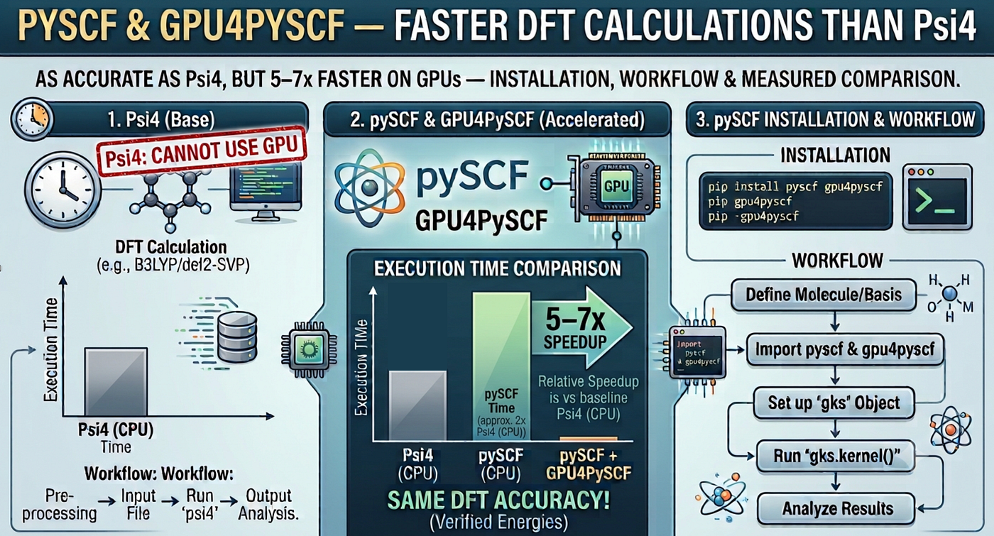 化學資訊學實作：pySCF 與 GPU4PySCF — — 比 Psi4 更快的 DFT 計算