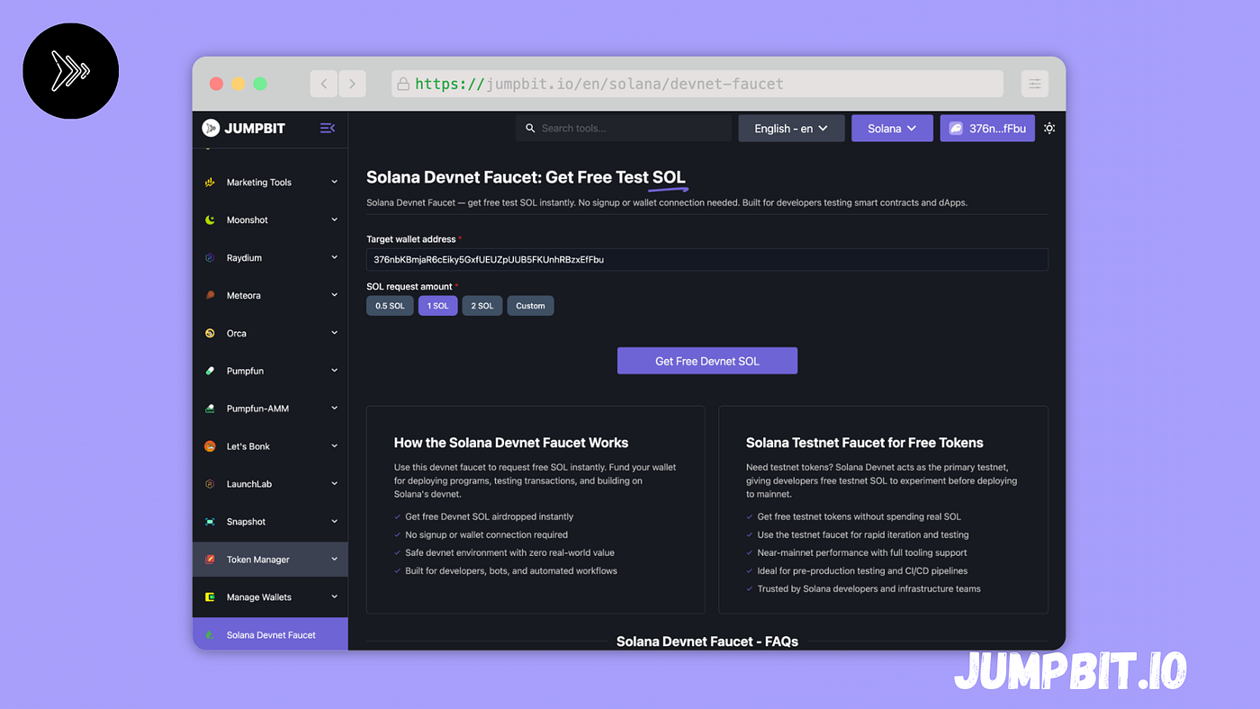Solana Devnet Faucet Tool: A Complete Guide for Developers | by JUMPBIT |  Dec, 2025 | Medium