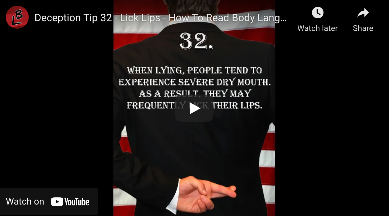 Deception Tips Video 32 — Lick Lips | by Body Language Tips By Spencer  Coffman | Medium
