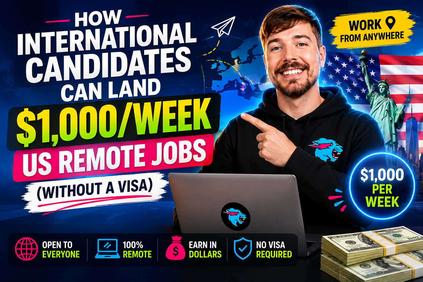 How International Candidates Can Land $1,000/Week US Remote Jobs (Without a Visa)