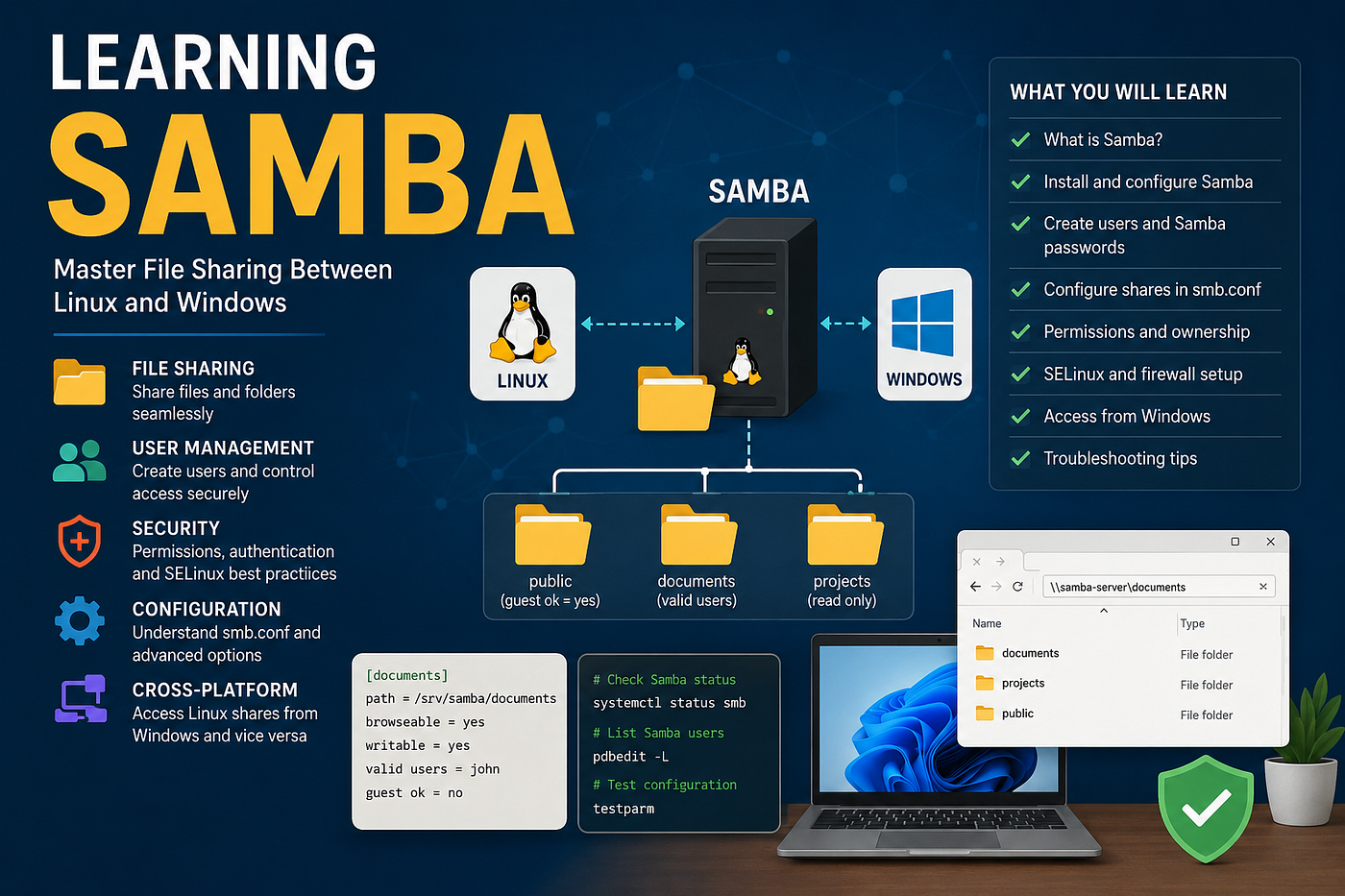 Mastering Samba on RHEL: A Complete Beginner-to-Advanced Guide to Linux File Sharing with Windows