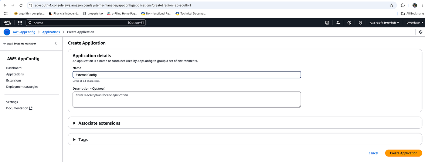 Externalise application configuration through AWS