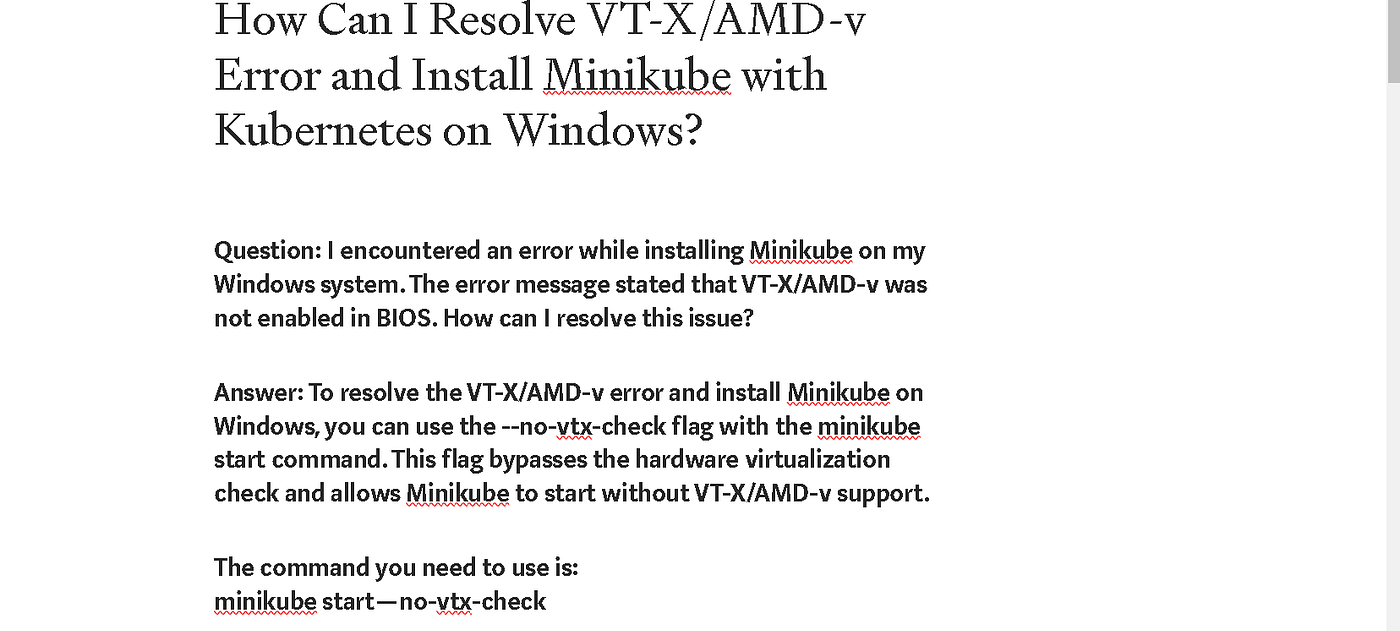How Can I Resolve VT-X/AMD-v Error and Install Minikube with Kubernetes on Windows?