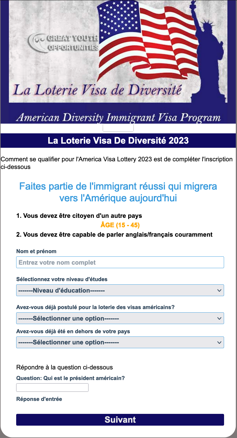 CANULAR : Ce site Web annonçant la loterie visa 2023 pour l'immigration aux  USA est frauduleux | by PesaCheck | May, 2023 | PesaCheck