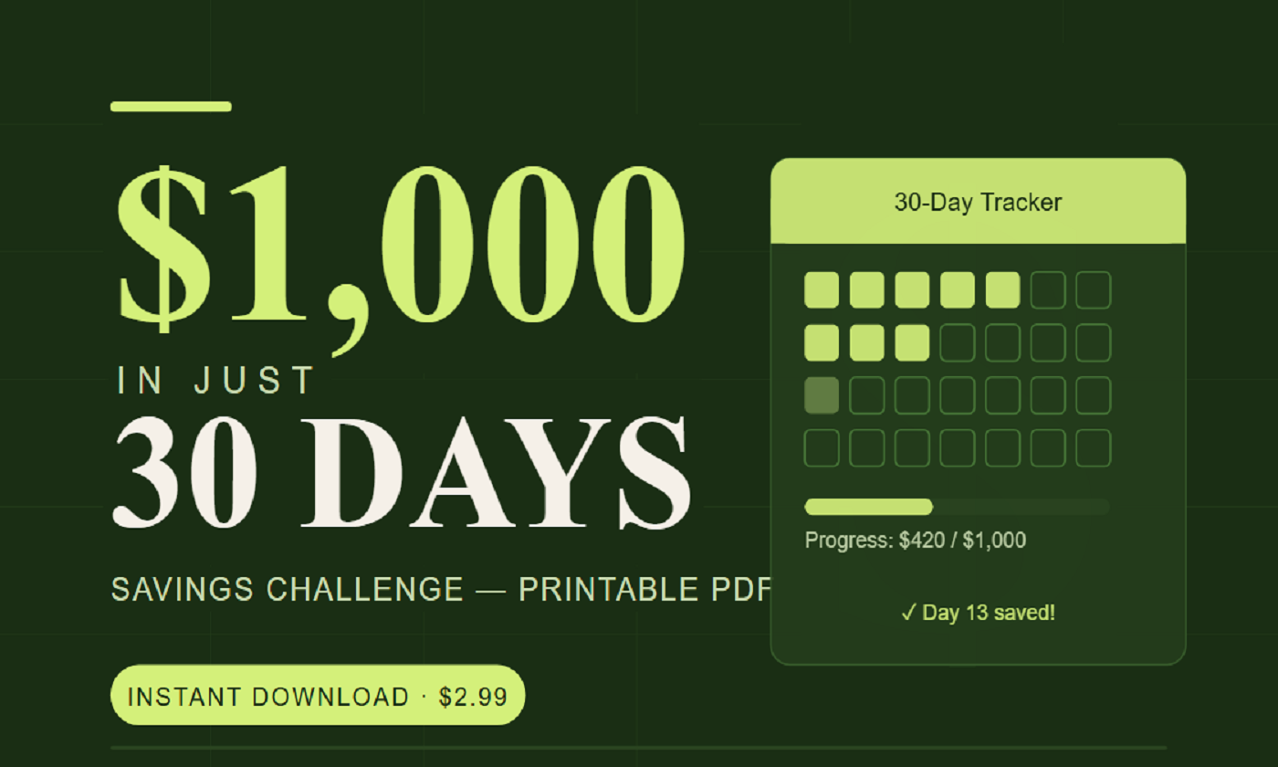 The $2.99 Printable That Helps You Save $1,000 in 30 Days — No App, No Spreadsheet, No Stress