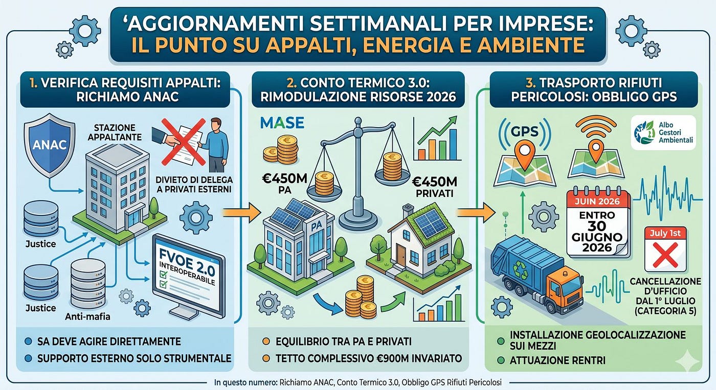 Chiarimenti ANAC su verifica requisiti, Conto Termico e Obblighi ambientali