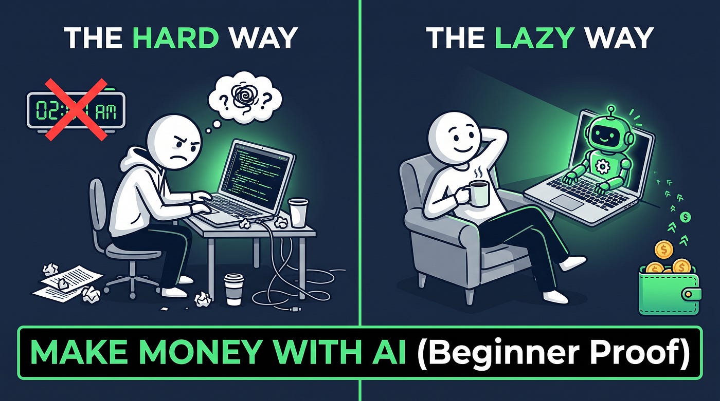 The Laziest Ways to Make Money with AI (For Beginners)