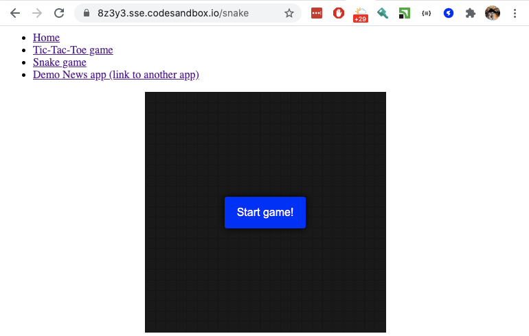 Snake Game - Codesandbox