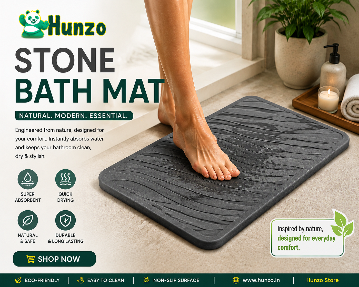 Bathroom Foot Mat by Hunzo Store — Instant Absorbency & Style