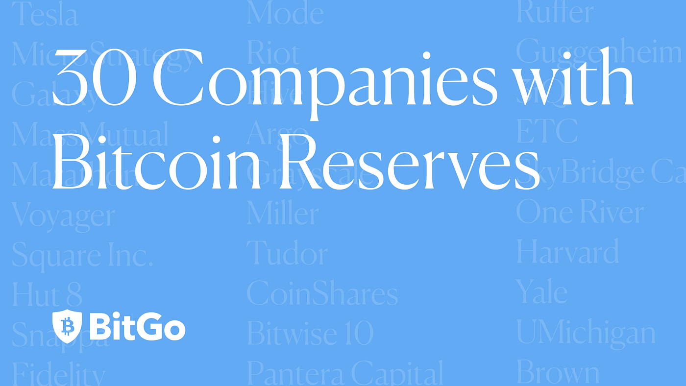 Meet the 30 Private & Public Companies with Bitcoin Reserves Totaling Over  $55 Billion | by BitGo Editor | Official BitGo Blog
