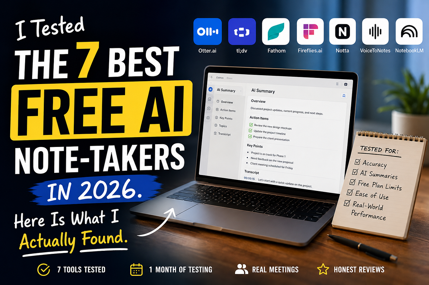 I Tested the 7 Best Free AI Note-Takers in 2026. Here Is What I Actually Found.