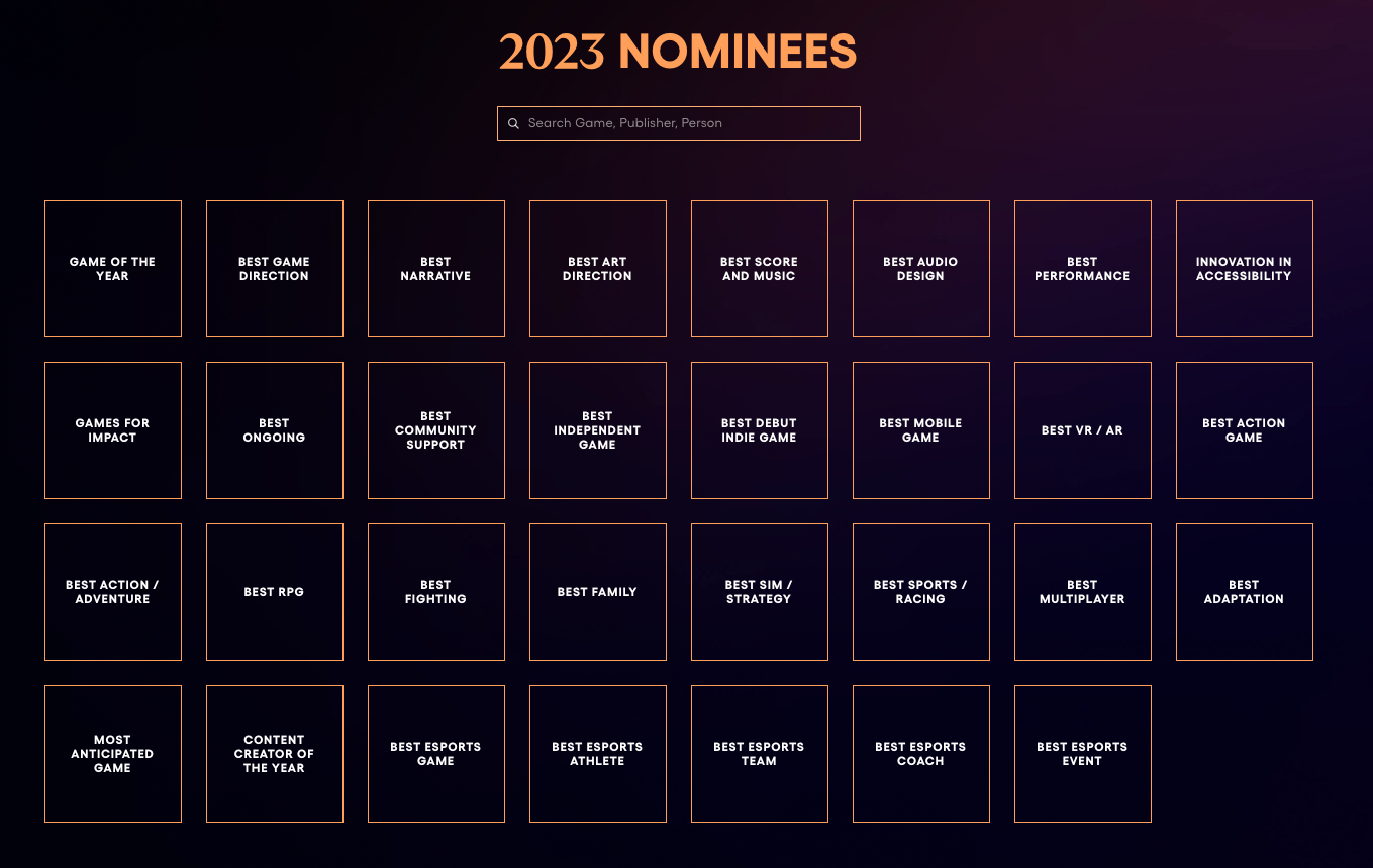 The Game Awards 2023 Full Nominee List