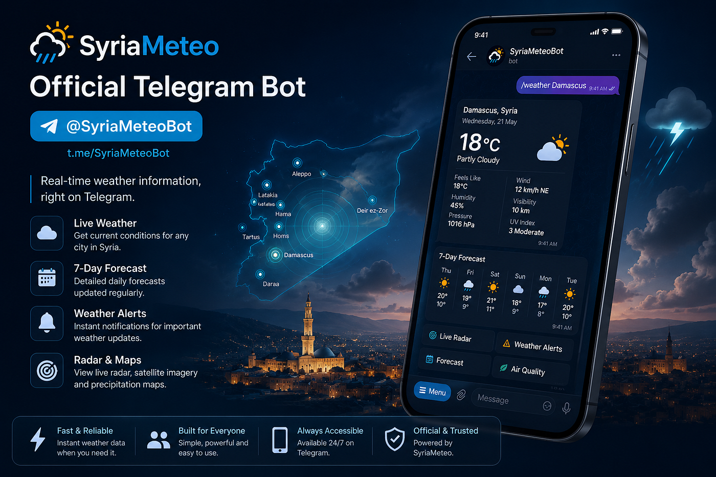 SyriaMeteo Launches Official Telegram Weather Bot for Syria