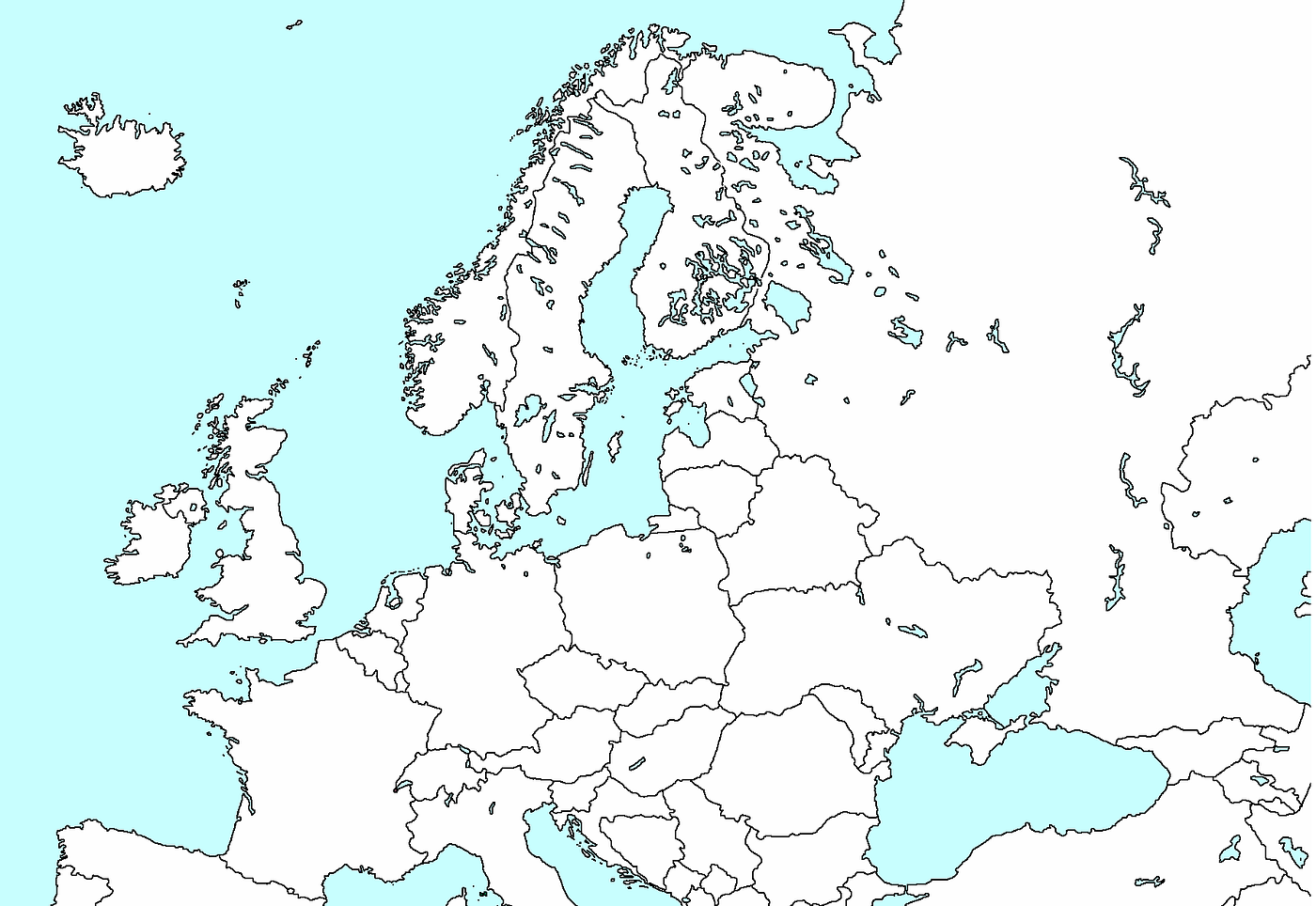 Контурная карта европы распечатать