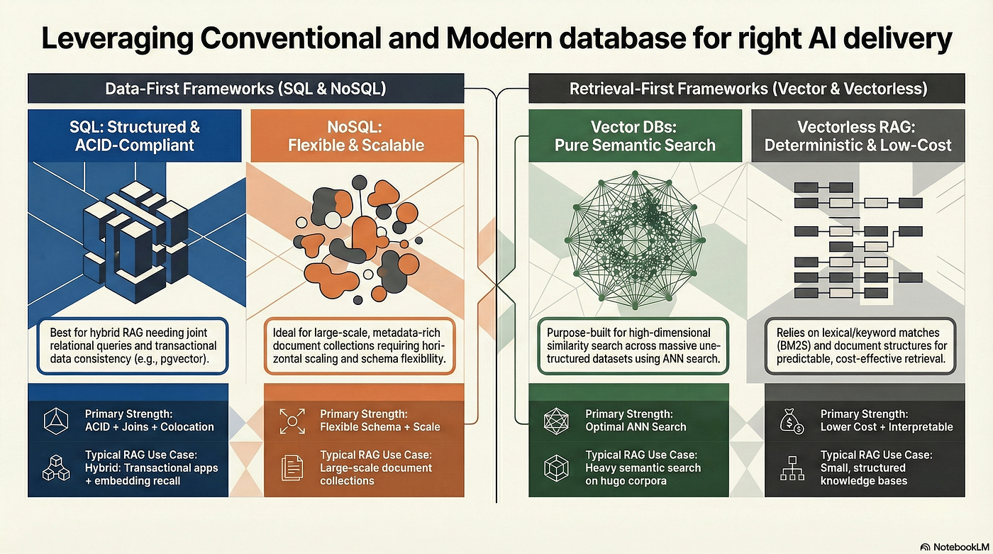 The state of Conventional and Modern databases in AI era