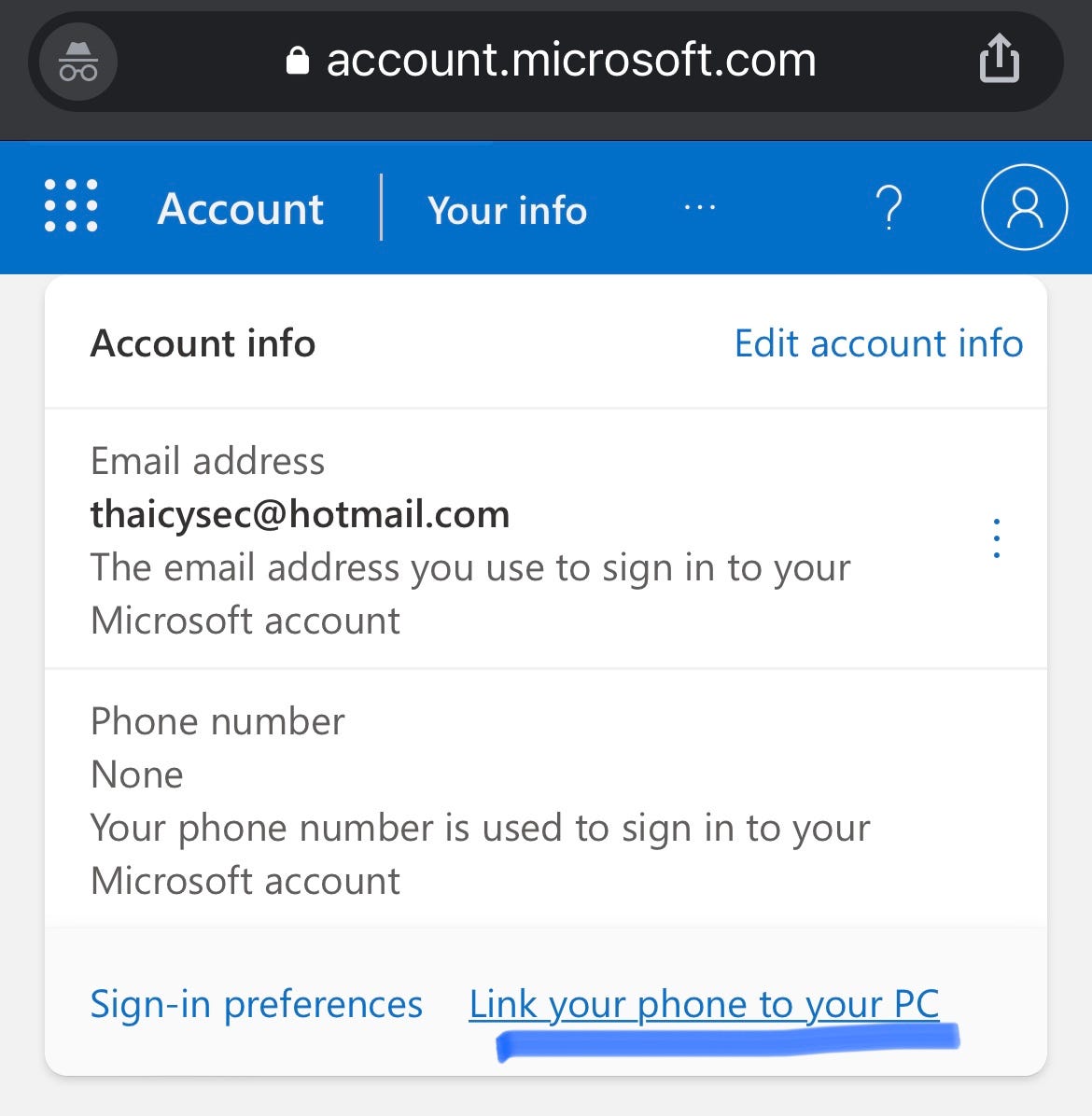 วิธีตั้งค่าล็อกอินอีเมล Hotmail/Outlook ส่วนตัวแบบไม่ต้องใช้รหัสผ่าน  แบบทำผ่านมือถือได้! | By Thaicysec | Medium
