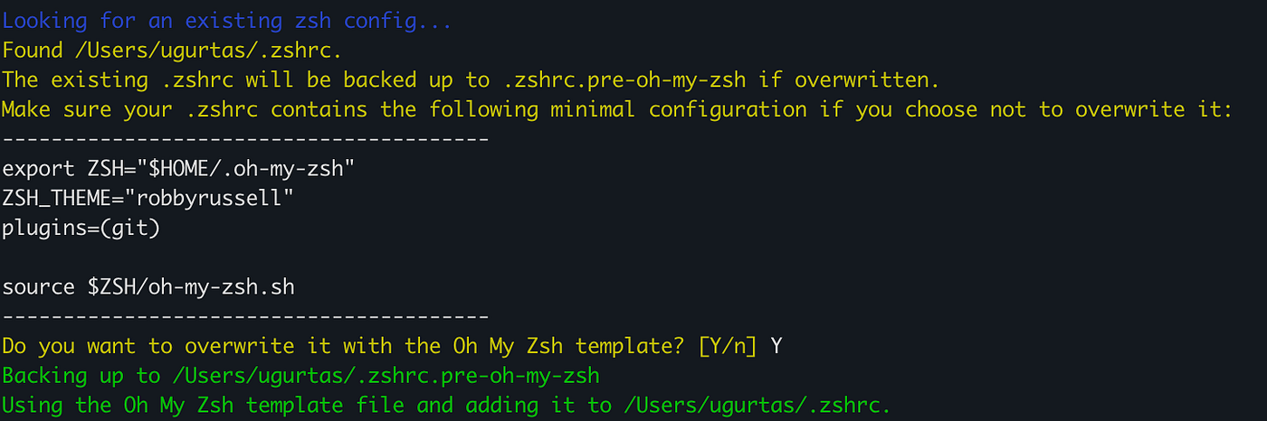 oh-my-zsh .zshrc override request