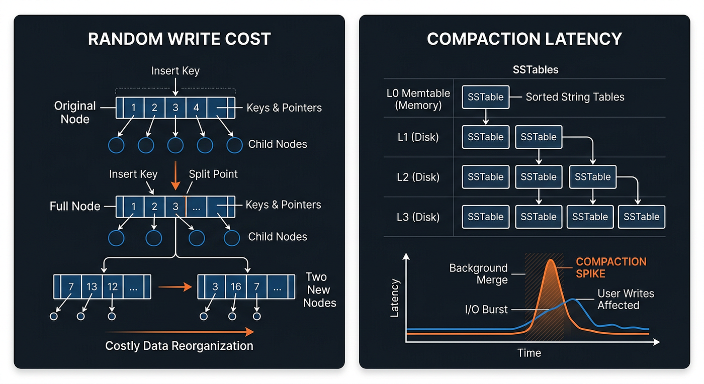 B+ Trees, LSM Trees, and Why Your Cassandra Cluster Spikes Every 2 Hours