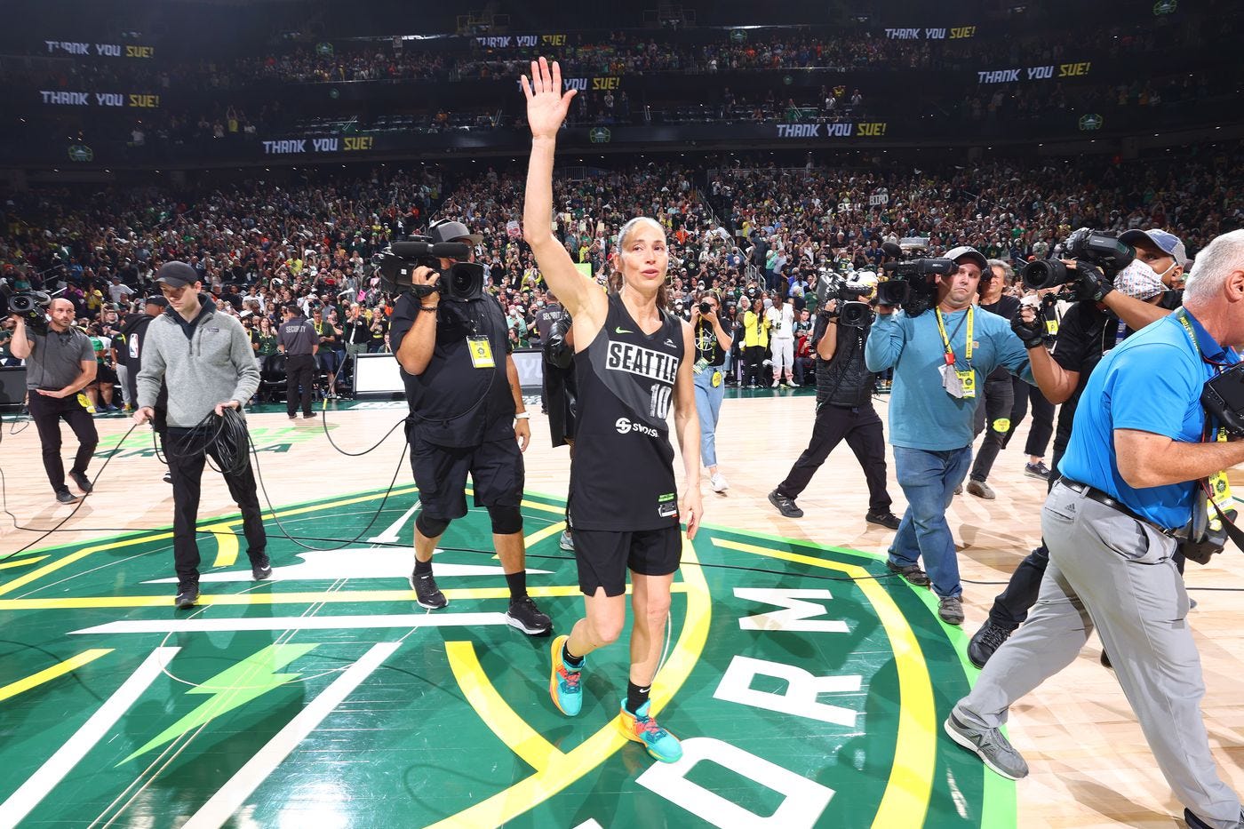 Megan Rapinoe Celebrates Sue Bird at Her Jersey Retirement