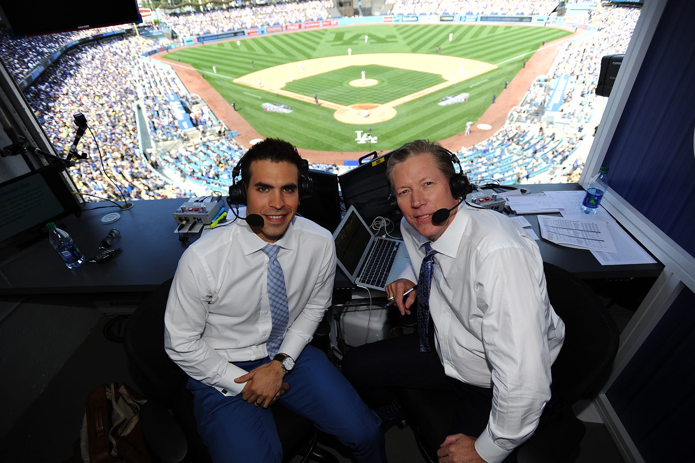 Dodgers broadcasters Orel Hershiser and Joe Davis became fast