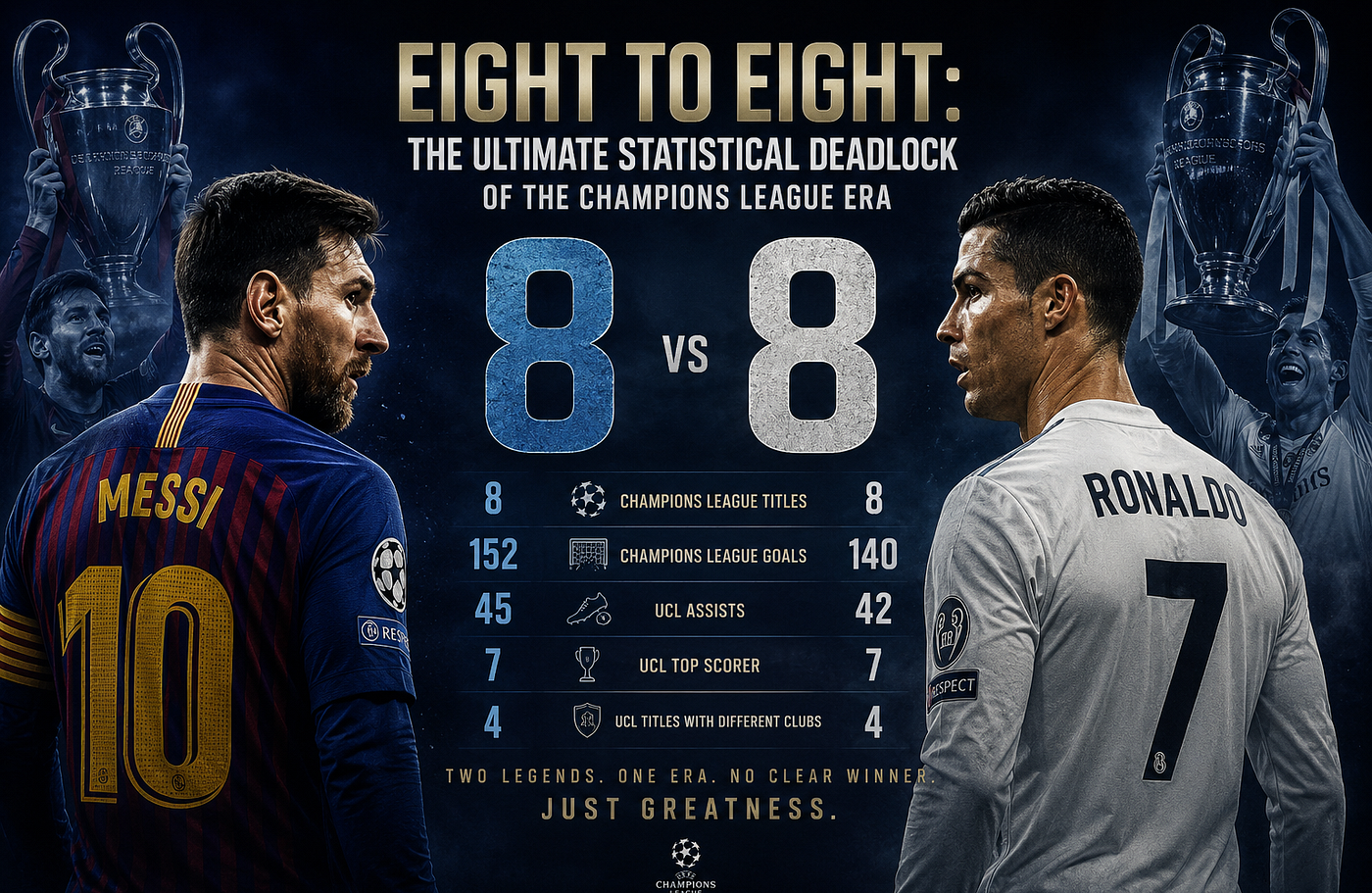 Eight to Eight: The Ultimate Statistical Deadlock of the Champions League Era
