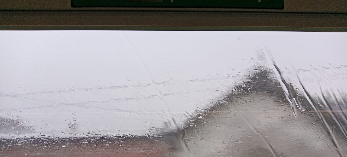 Rain water trace on the window.