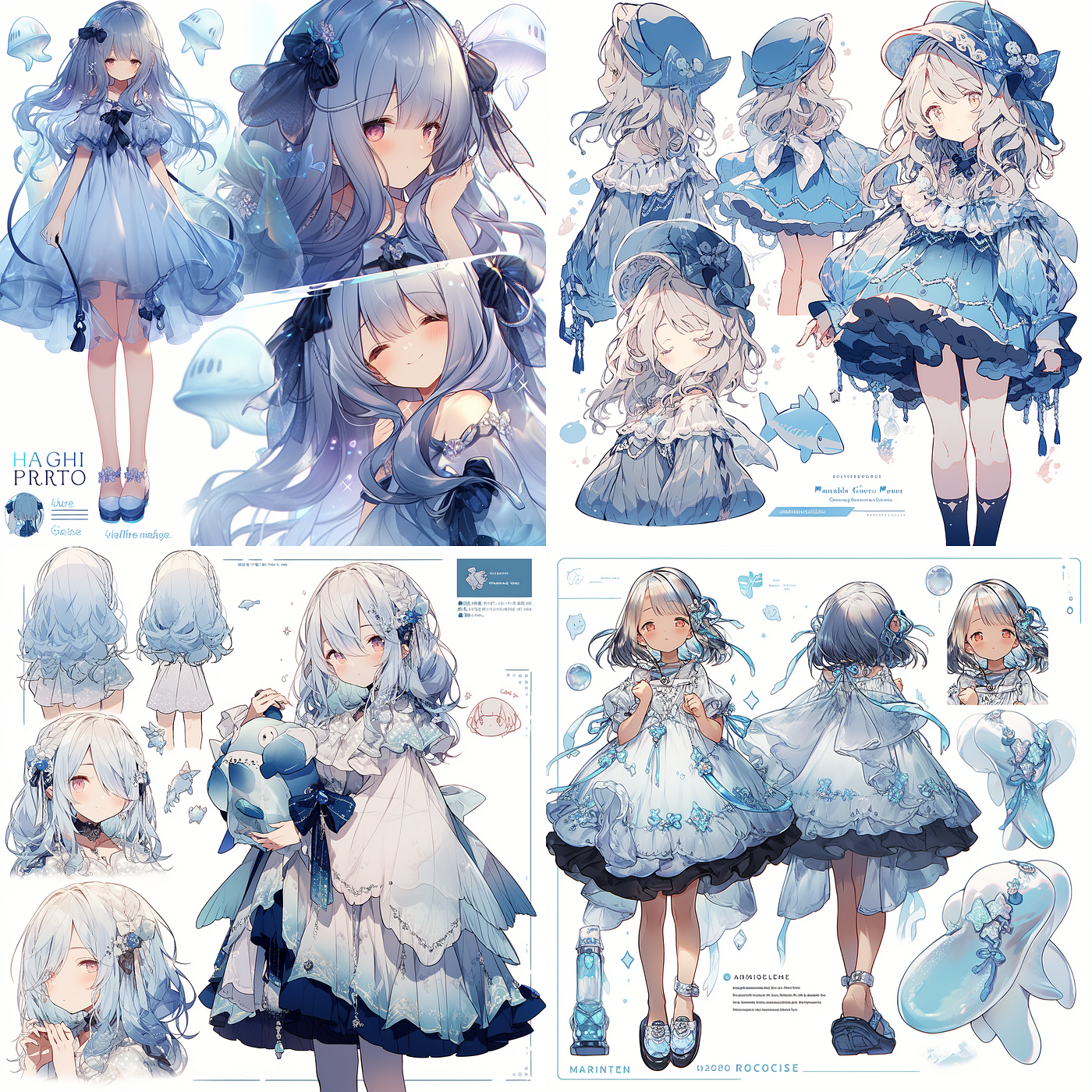 Midjourney Prompt Anime Character Design Sheet, Vtuber Design