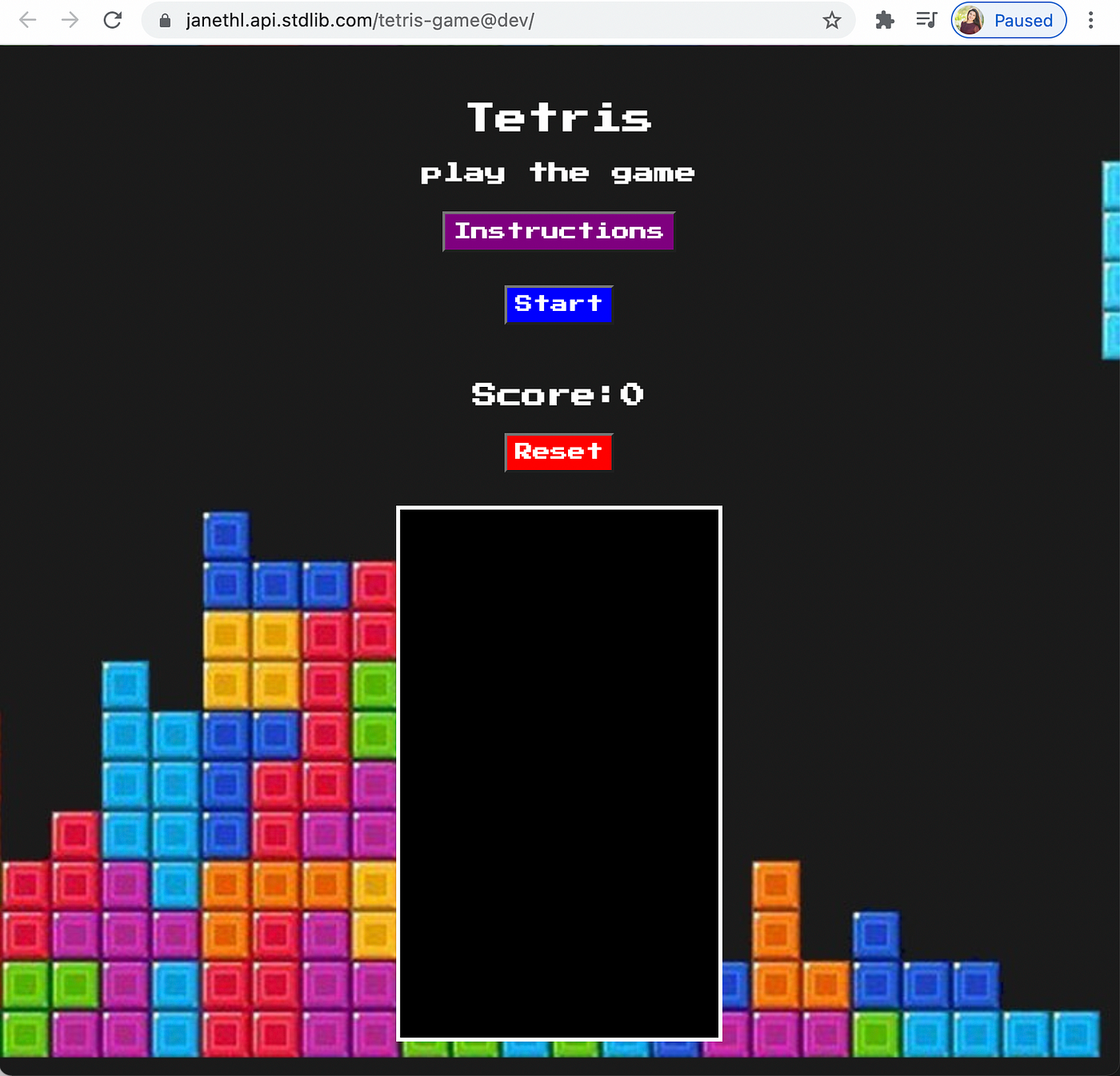 The seven Tetris shapes used in the Tetris game. Each block can be