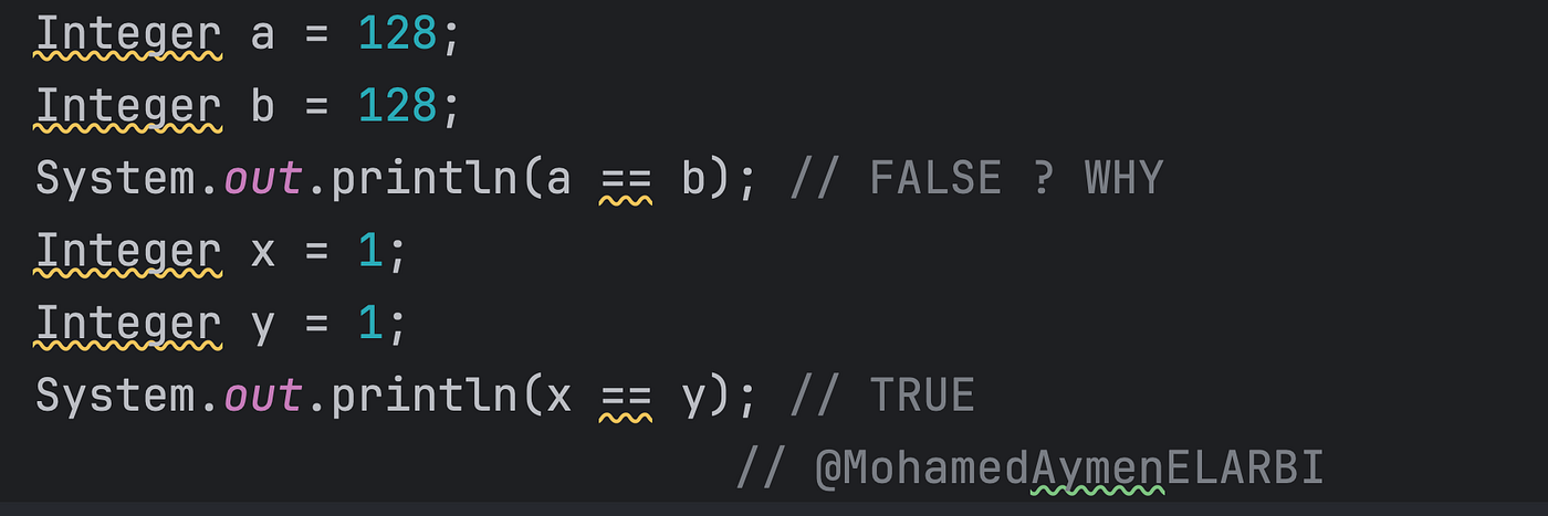Why 1 == 1 is True but 128 == 128 is False in Java