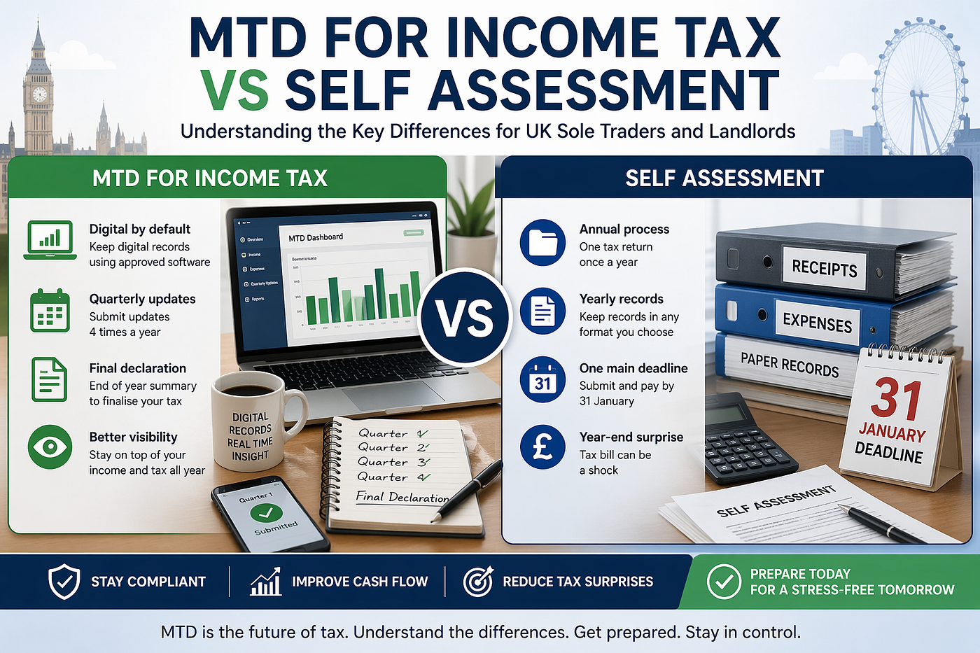 MTD for Income Tax vs Self Assessment: Key Differences UK