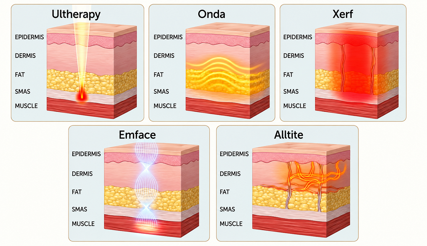 Ultherapy vs XERF vs EMFACE vs ONDA vs Alltite | Which Lifting Treatment Is Best in 2026?
