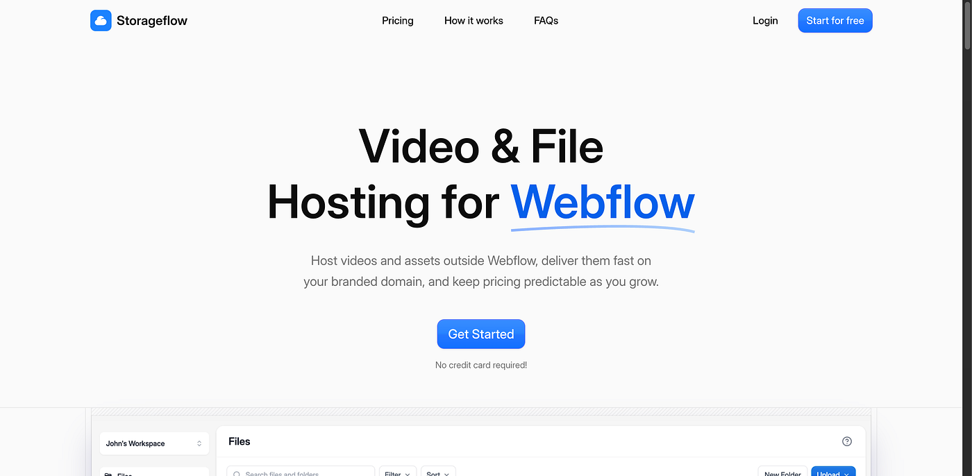 storageflow landing page