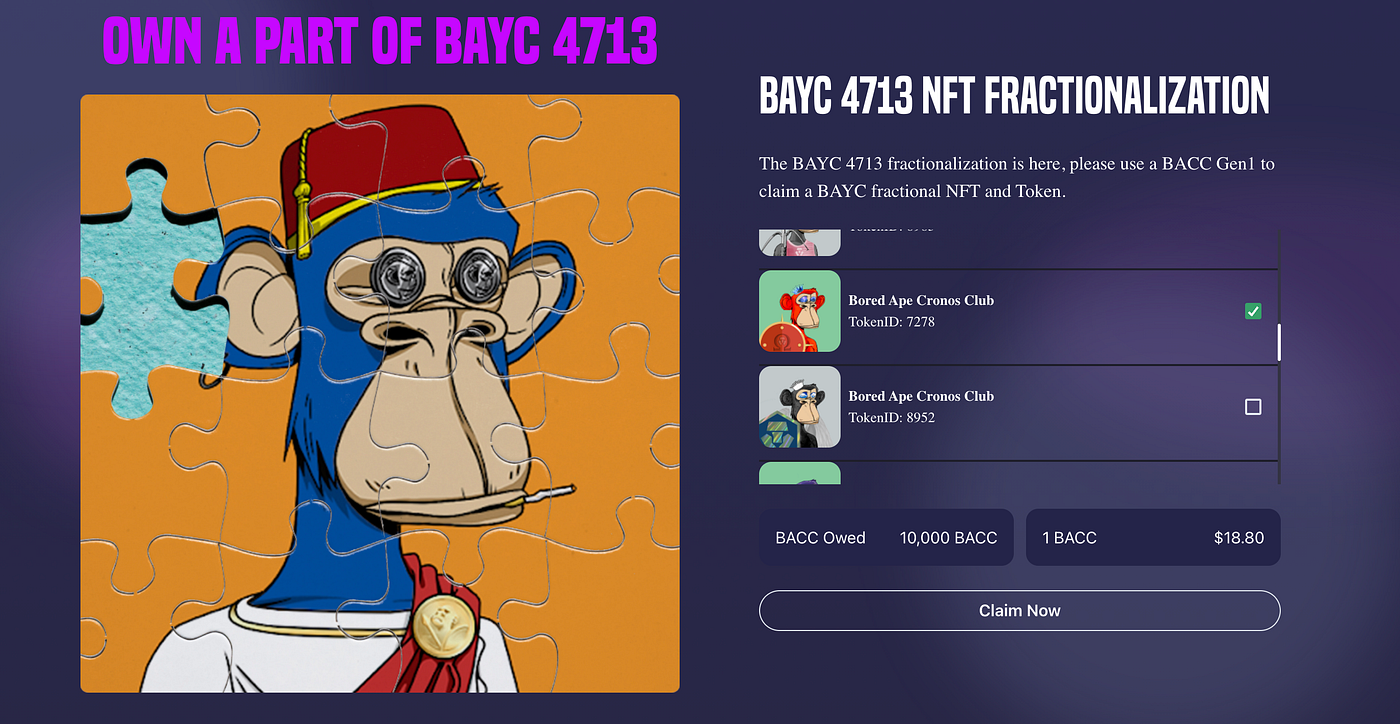 BACC FINANCE —The tokenization of a BAYC NFT! | by Bacc | Medium