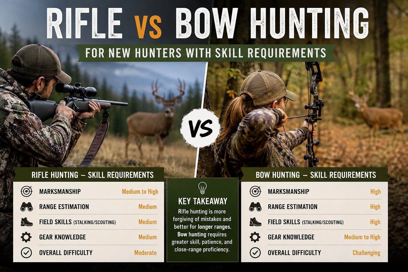 Rifle vs Bow Hunting: Stalking Distance Requirements & Skill Differences