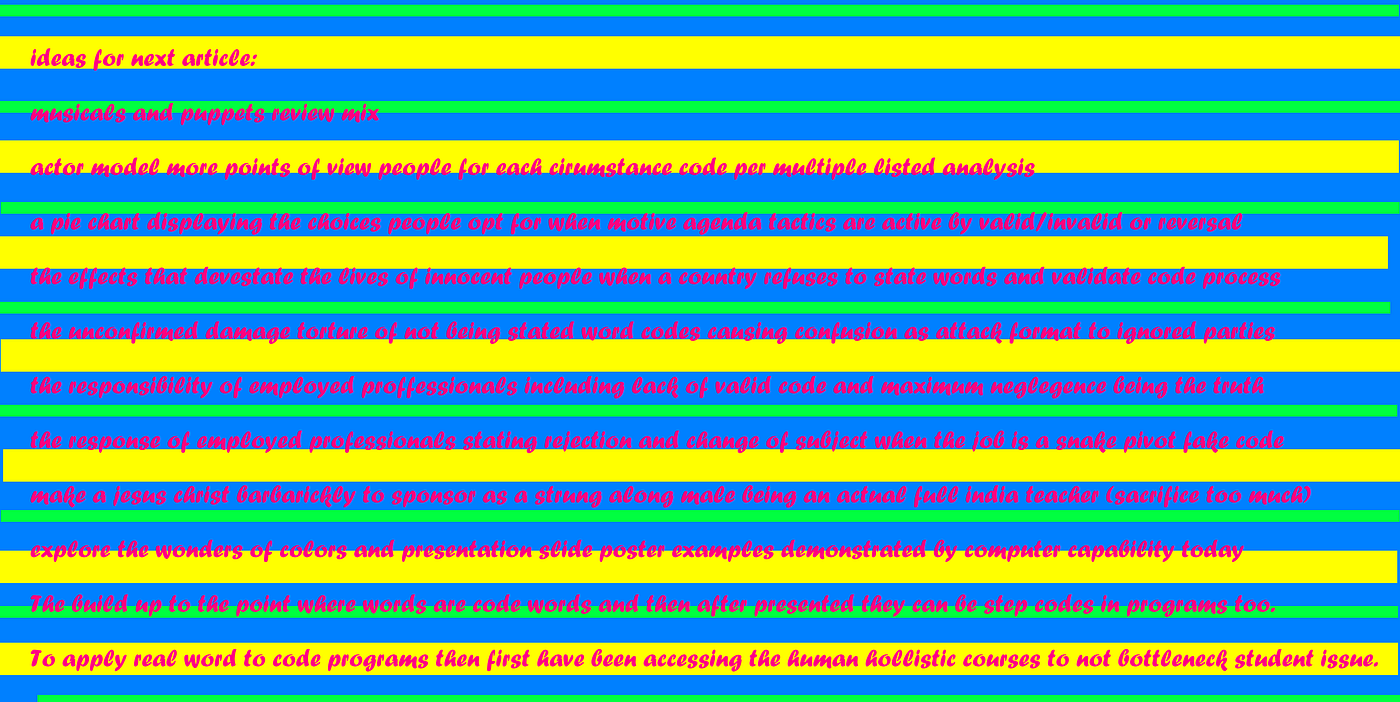 Green blue yellow pink present.
