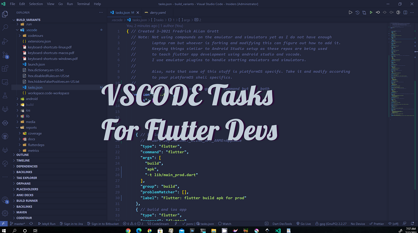 VSCODE Tasks For Flutter Devs. In this article, I show how I set up my… |  by Fred Grott | Medium
