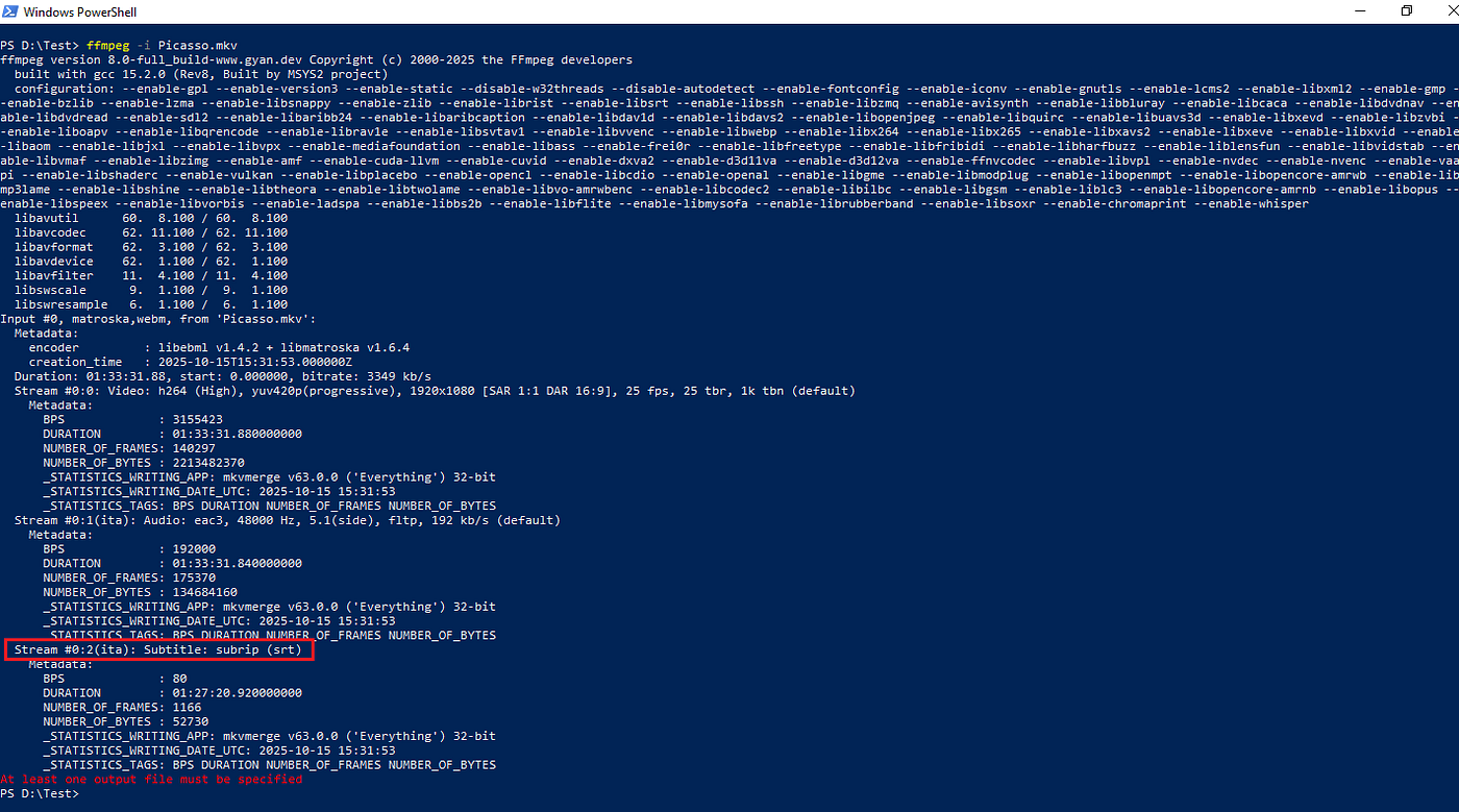 Extracting Subtitles from Video file using FFmpeg & Translating using Python Script